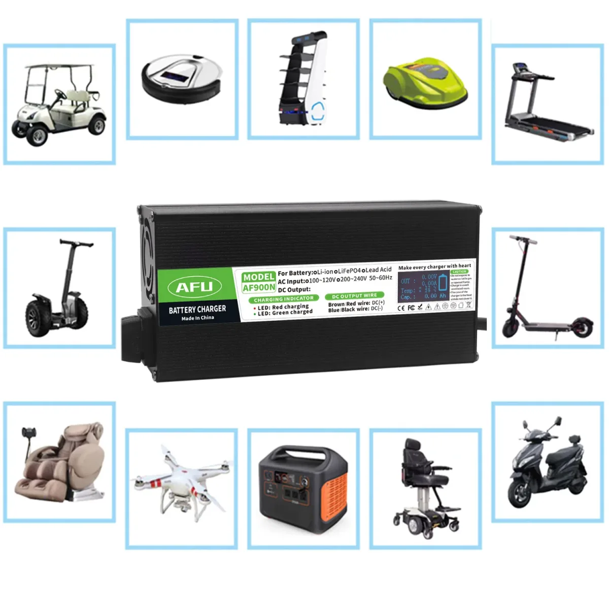 Chargeur LiFePO4 58,4 V 15 A boîtier aluminium