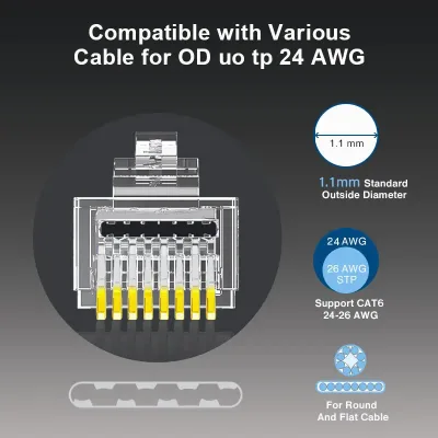 Connecteur RJ45 Cat6 à sertir, passage direct – image 3