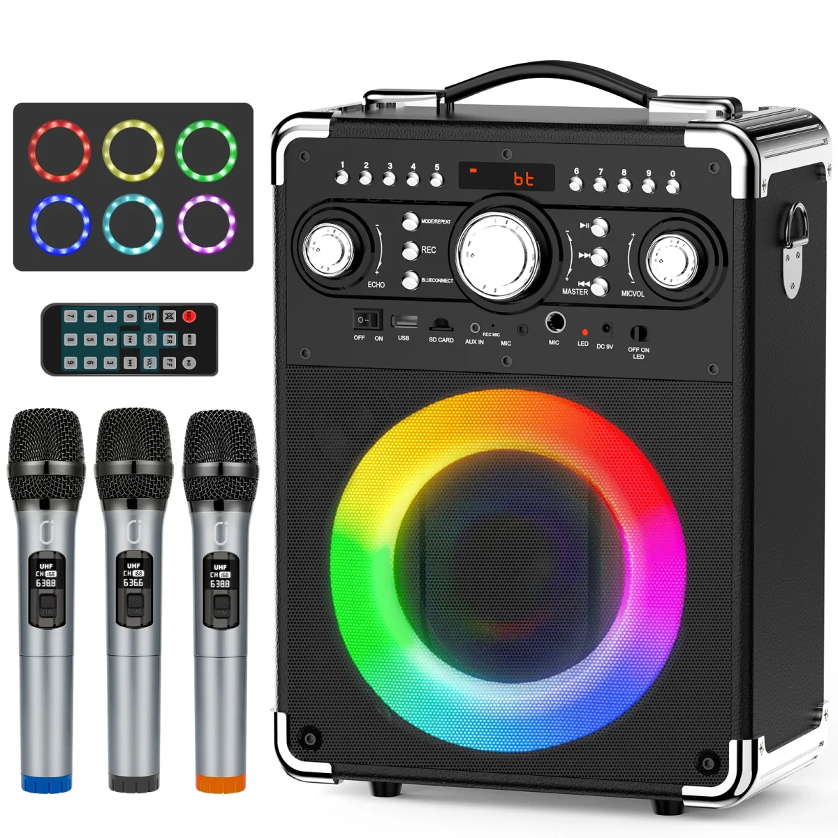 Enceinte karaoké Bluetooth avec 3 microphones