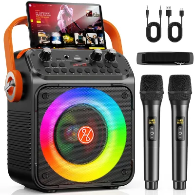 Enceinte karaoké Bluetooth portable, 2 micros