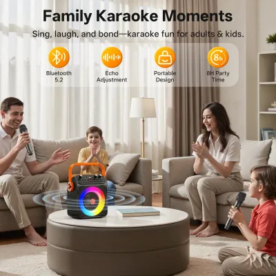 Enceinte karaoké Bluetooth portable, 2 micros – image 2