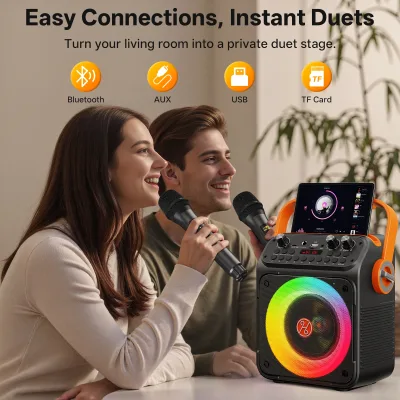Enceinte karaoké Bluetooth portable, 2 micros – image 3
