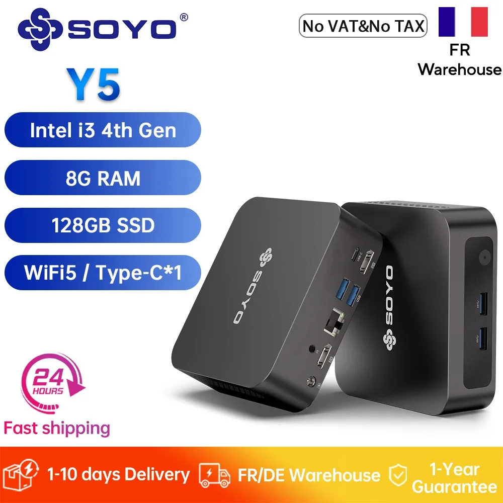 Mini PC de bureau 8 Go, SSD 128 Go