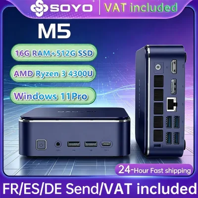 Mini PC de bureau Ryzen 3, 16 Go, SSD 512 Go
