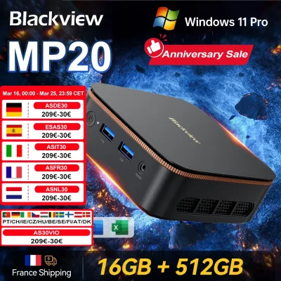 Mini PC Ryzen 3 noir, 16 Go, SSD 512 Go