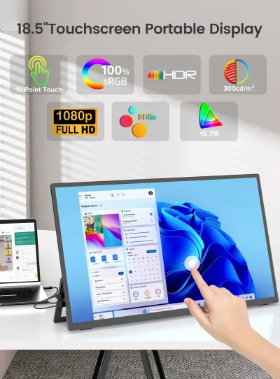 Moniteur tactile portable 18,5 pouces 120 Hz – image 2