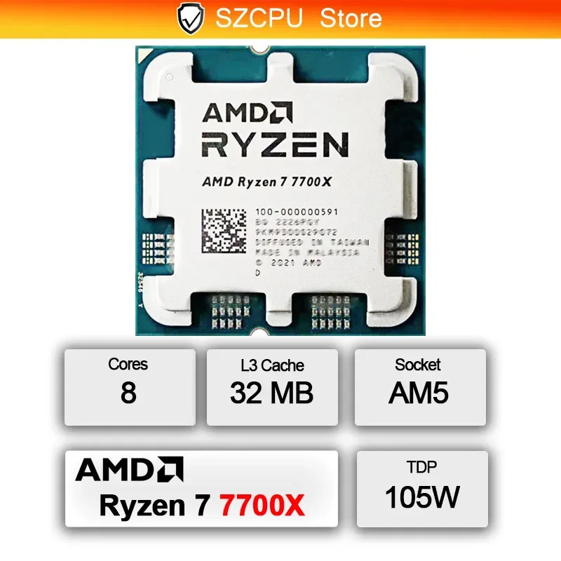 Processeur 8 cœurs 16 threads, socket AM5