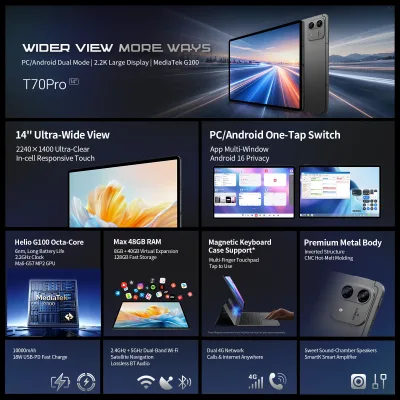 Tablette tactile Android écran IPS 14 pouces – image 2