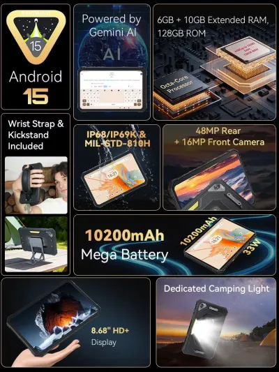 Tablette tactile robuste Android 15 128 Go – image 3